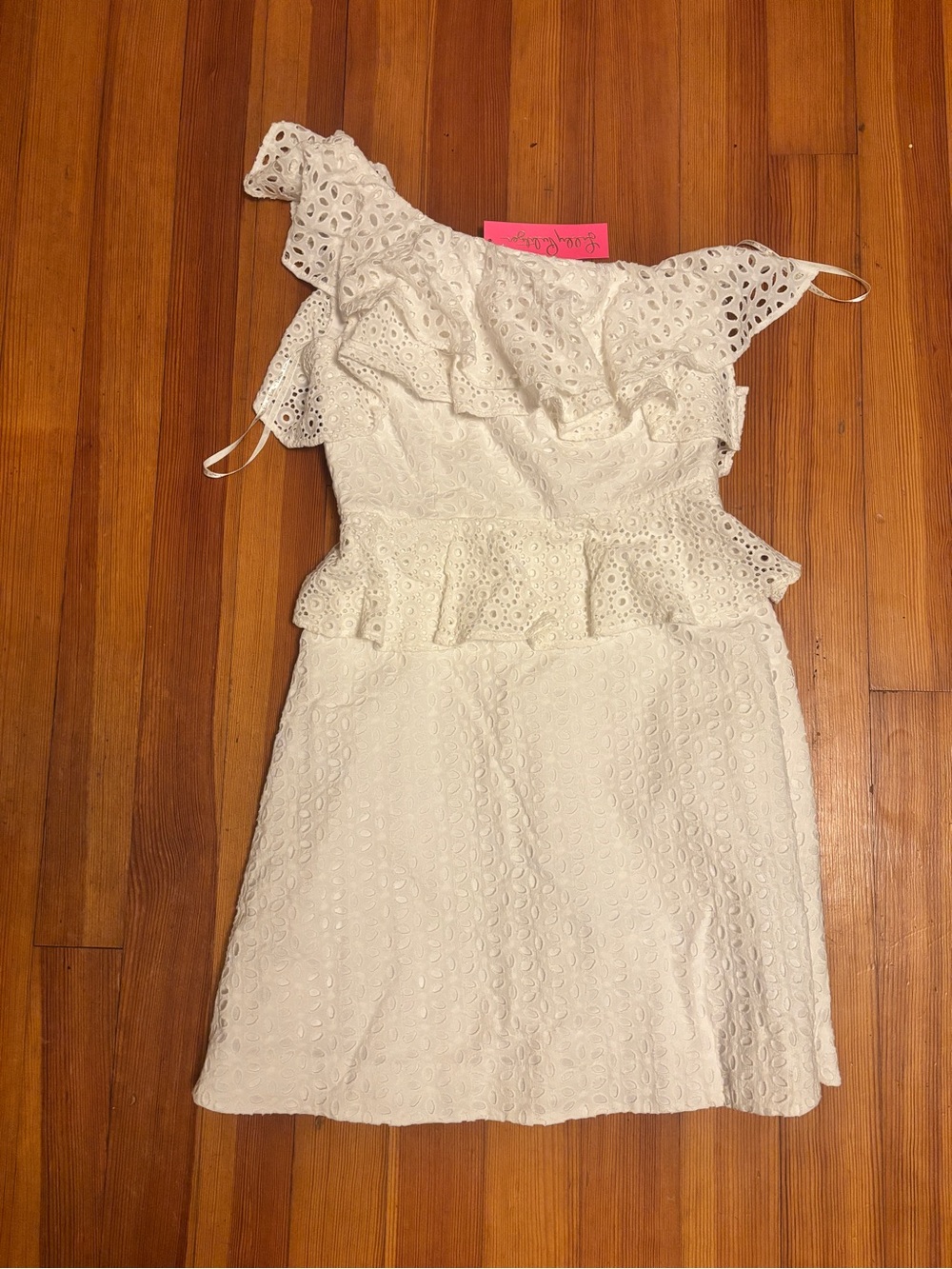 Lilly Pulitzer White One-Shoulder Eyelet Ruffle Dress NWT - Picture 2 of 4
